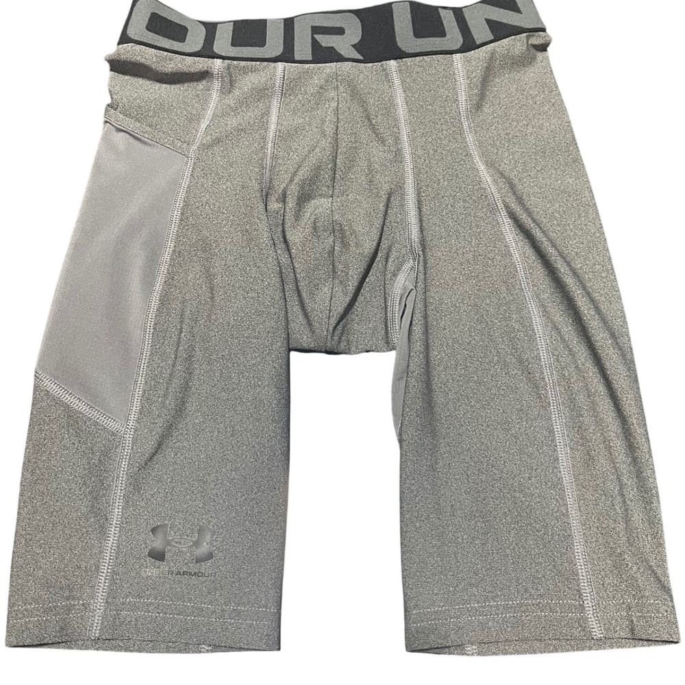 Under Armour HeatGear Mens Compression Shorts Gray Side Pocket‎ Small SM/P/CH